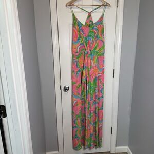 Lilly Pulitzer ROSA Maxi Dress Engineered Multi So A Peeling XL Pink Floral Rare